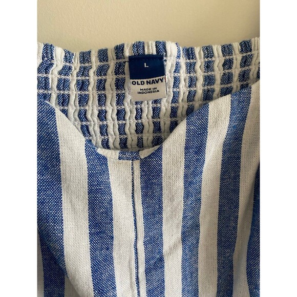 NWT Old Navy Fit & Flare Sleeveless Midi Dress Blue White Stripe Size Large - Picture 6 of 10